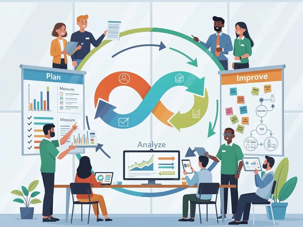 Illustration of the continuous quality improvement cycle of data analysis.